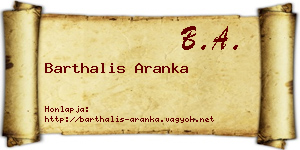 Barthalis Aranka névjegykártya
